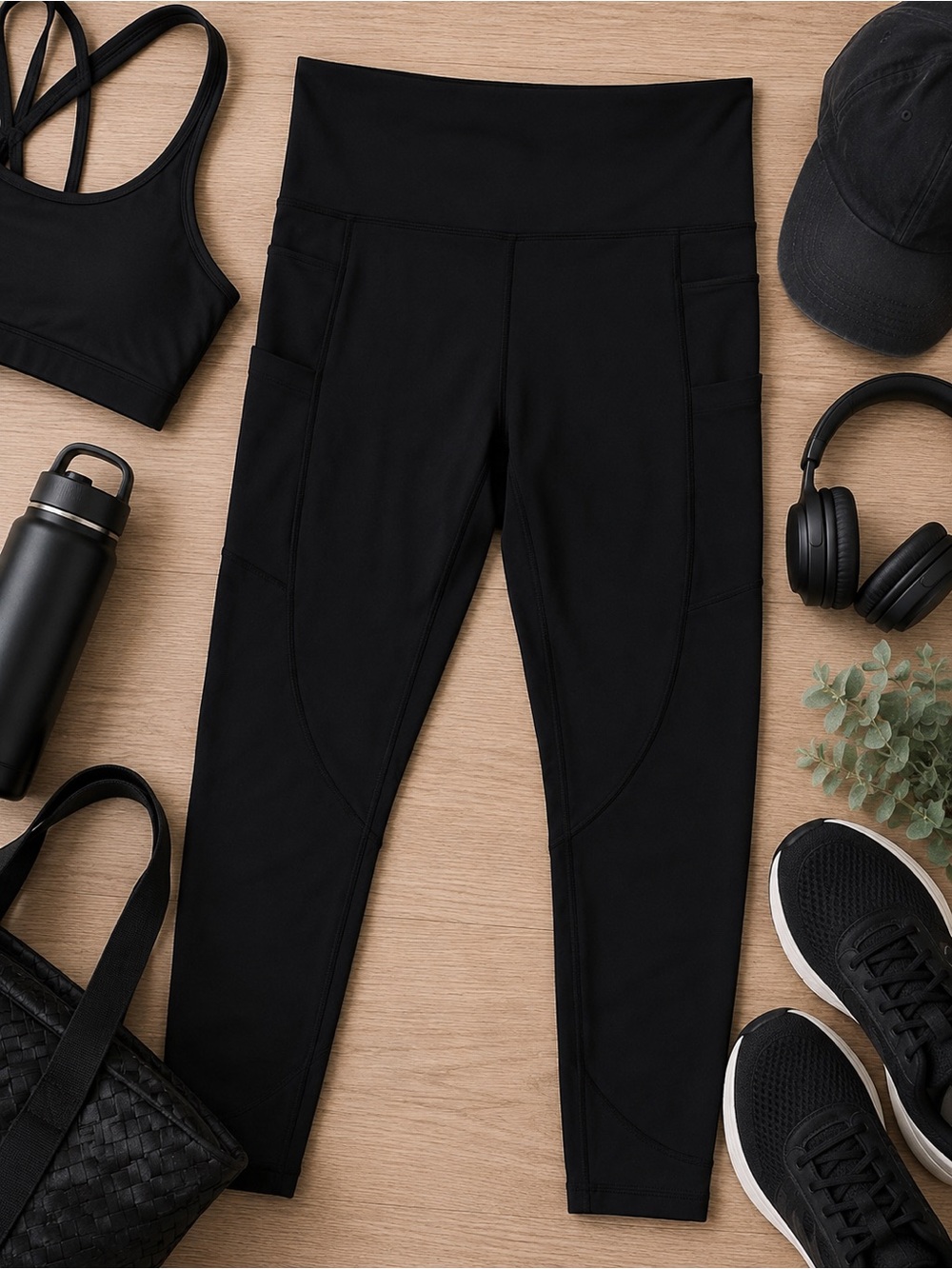 Zyia Active Black Pocket Athletic Leggings Yoga Gym Workout Athleisure Size 6-8